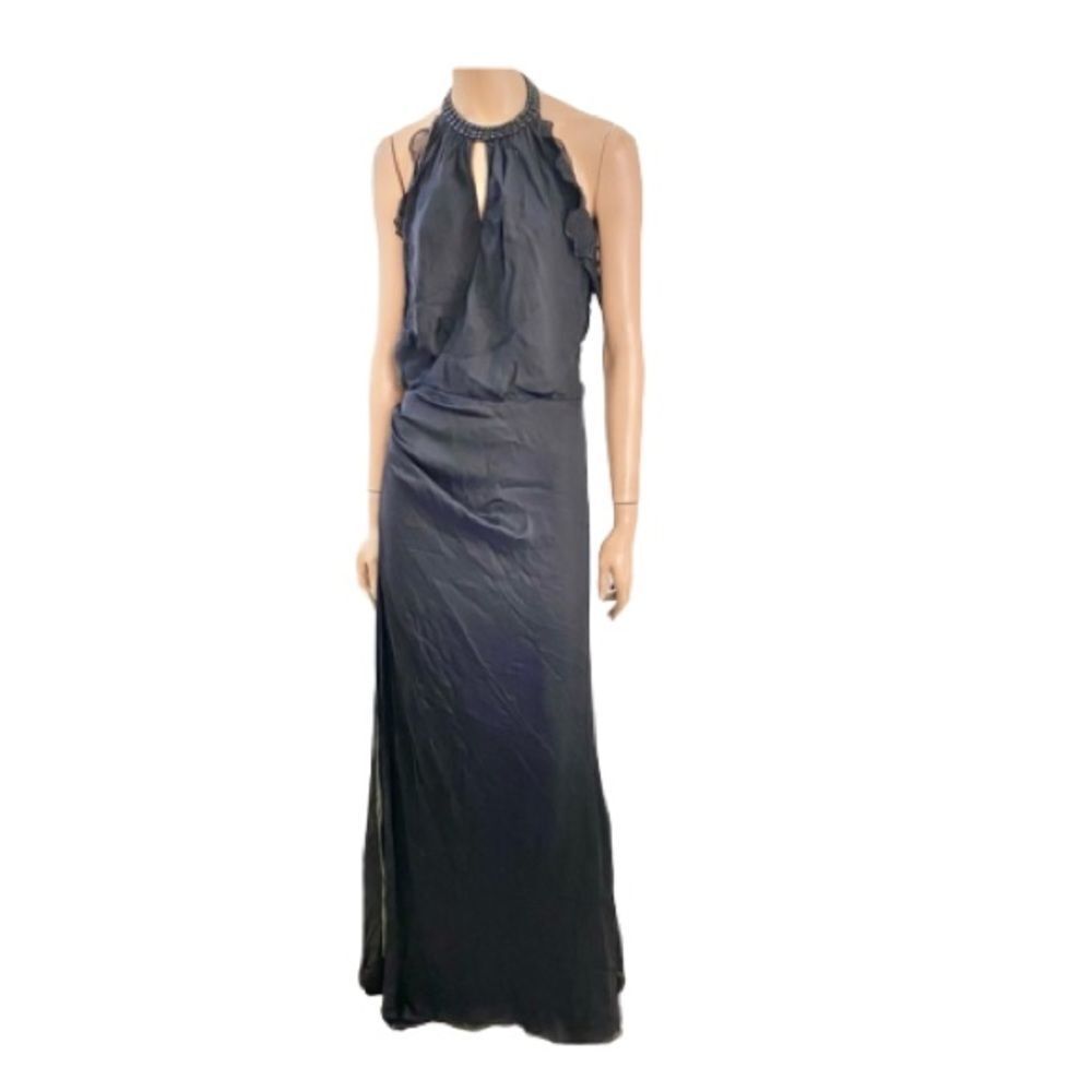 Carmen Marc Valvo Collection Black Silk Maxi Gown 4